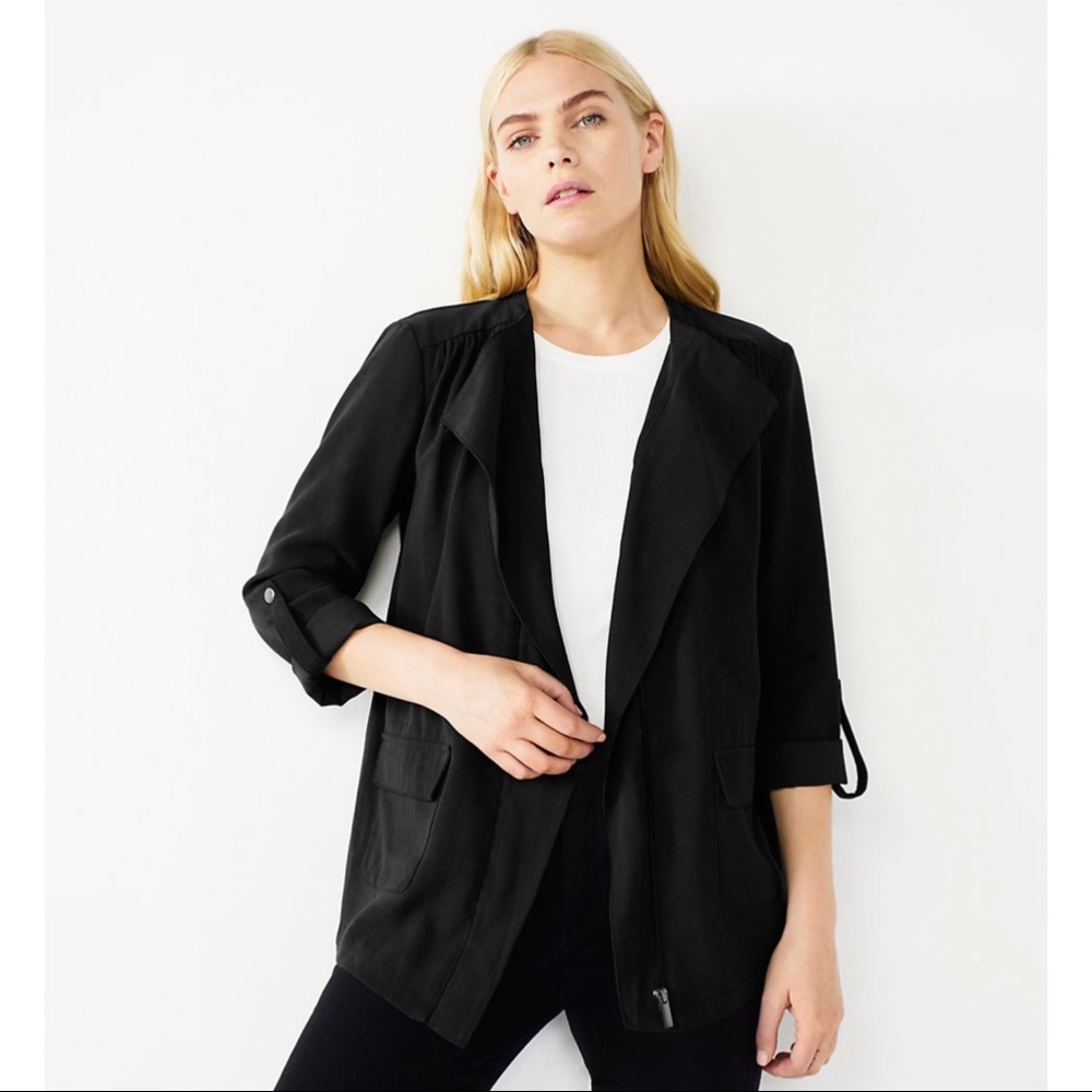 NWT Nine West Drapey Utility Jacket Black Size S